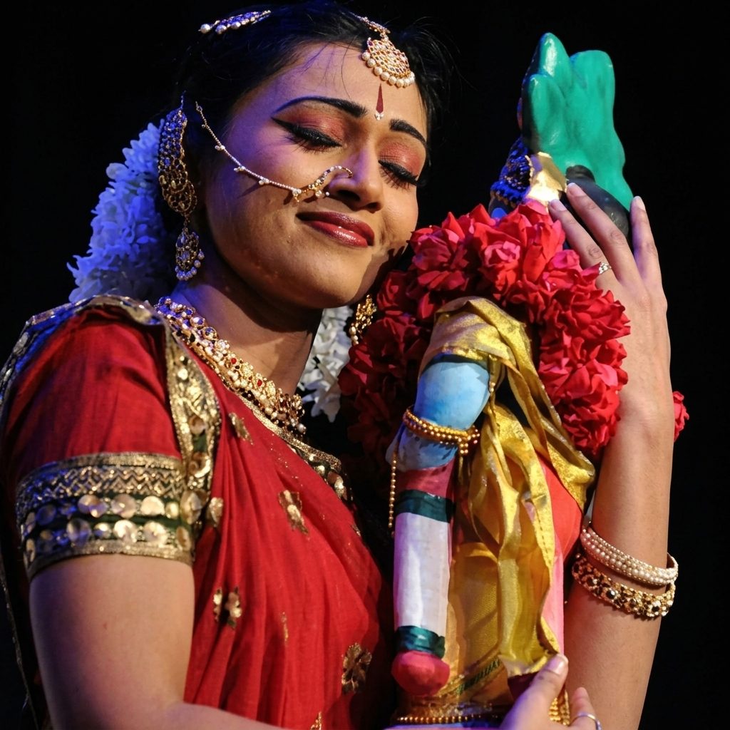 Kuchipudi dancer performing with emotion and grace